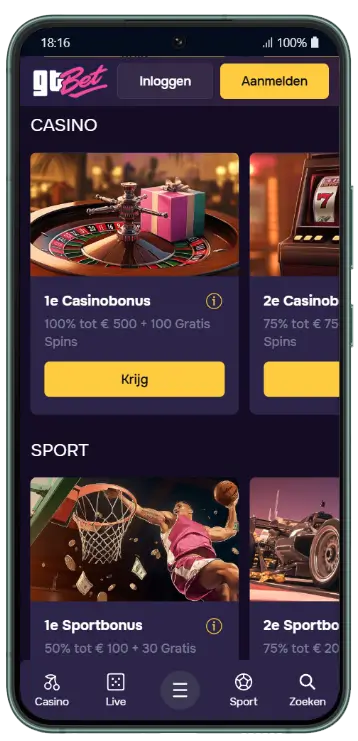 Bekijk alle beschikbare welkomstbonussen gtBet casino- en sportbonussen